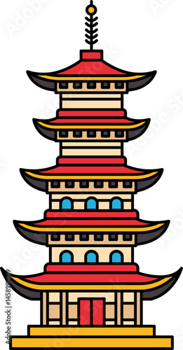 illustration of a Japanese temple