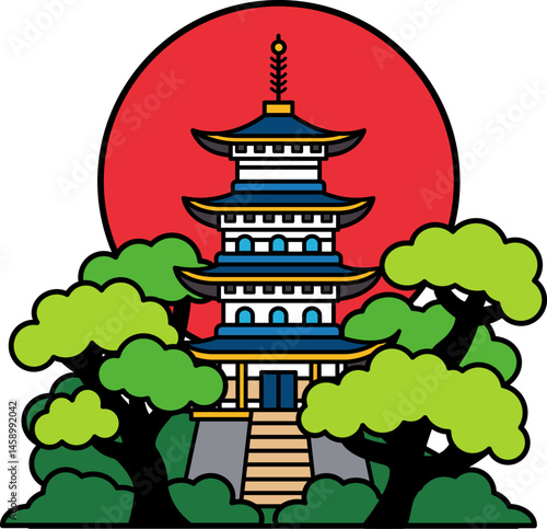 illustration icon of a Japanese temple