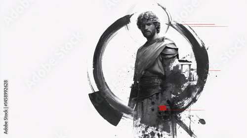 Half Body Portrait of Odysseus in an Abstract Ethereal Style with Mythical Ambiance and Dreamlike Atmosphere