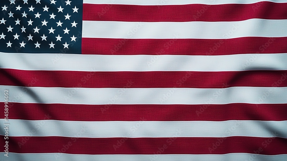 Fototapeta premium Close-up view of the american flag's rippled fabric.