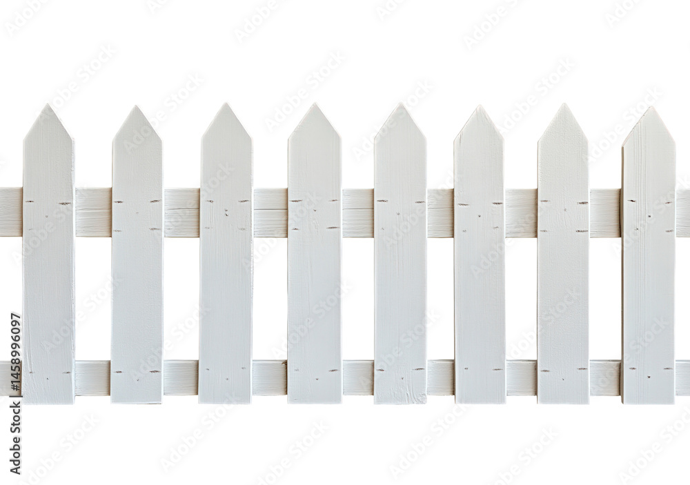 Fototapeta premium White wooden fence on a transparent background
