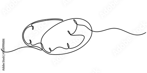 potato continuous one line drawing, Potatoes vector illustration. One line drawing art illustration with lettering organic potatoes,  One line drawing art illustration with lettering organic potatoes.
