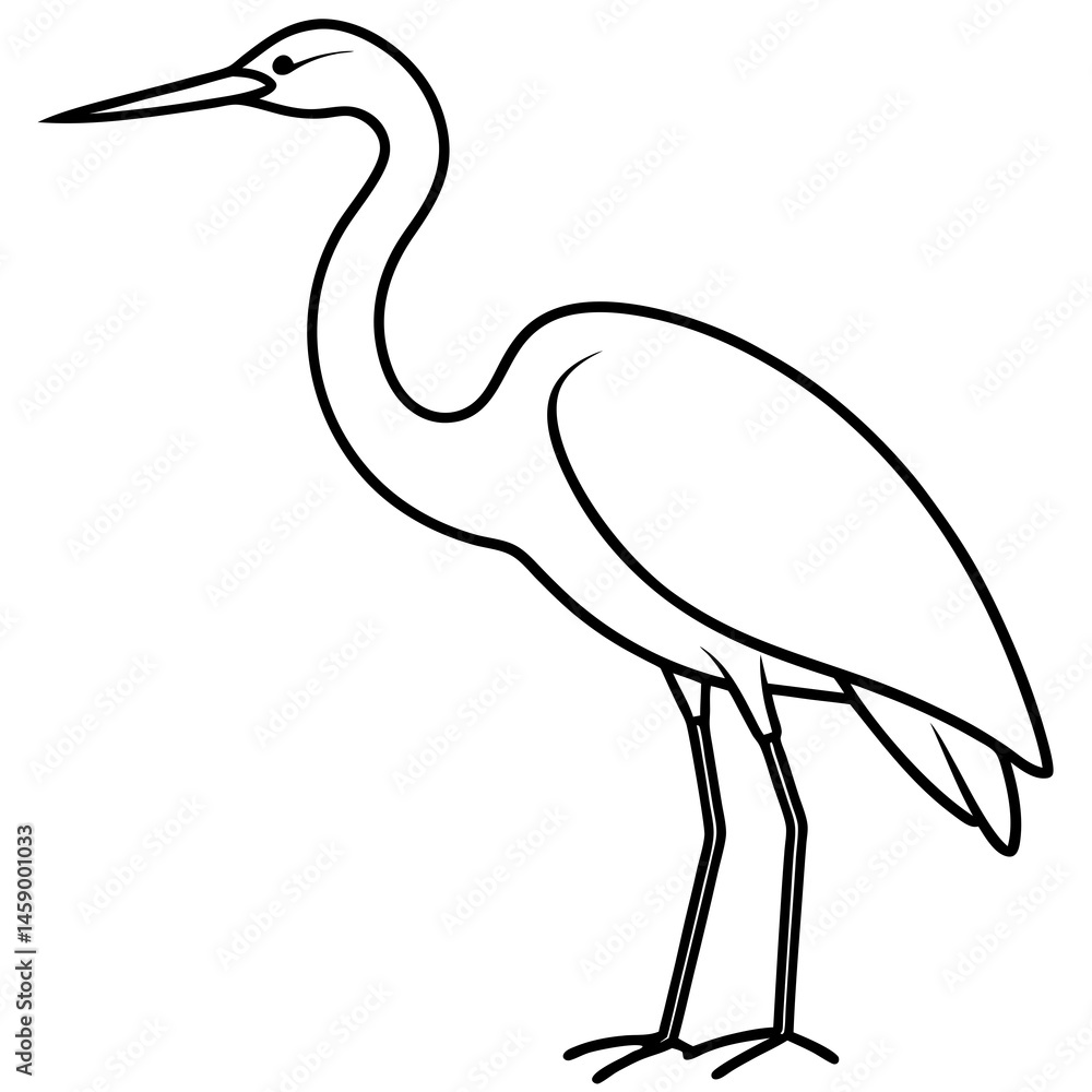 Fototapeta premium Elegant Heron Outline Illustration
