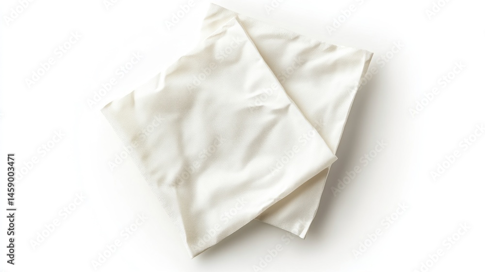 Two folded, off-white fabric sheets Two folded, off-white fabric sheets