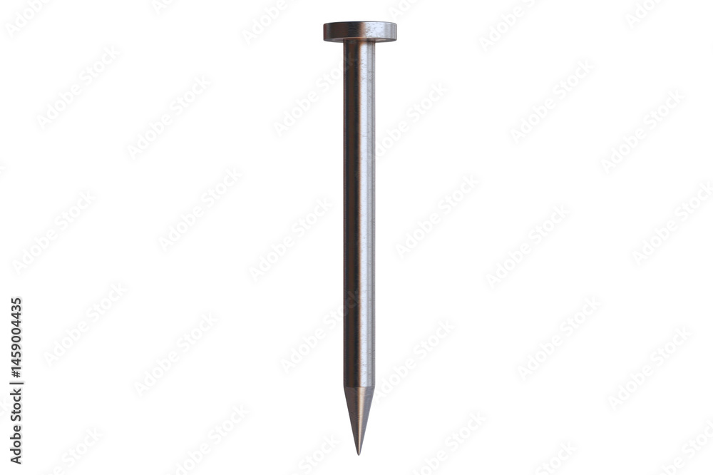 Close up image of a single metal nail isolated on a transparent background ideal for construction hardware or diy projects Close up image of a single metal nail isolated on a transparent background ideal for construction hardware or diy projects