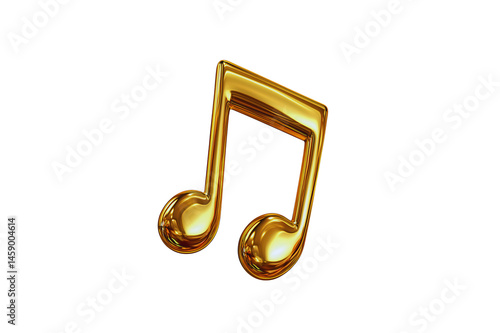 Shiny golden eighth note music symbol isolated transparent background perfect for music related designs
