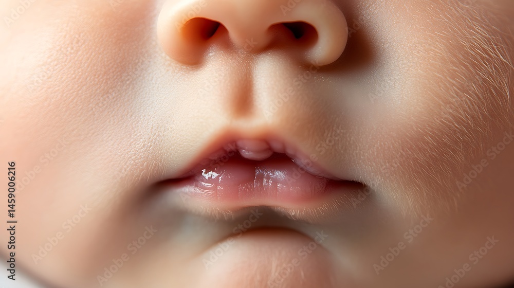 Naklejka premium Innocence Embodied: A Close-Up of a Newborn's Face