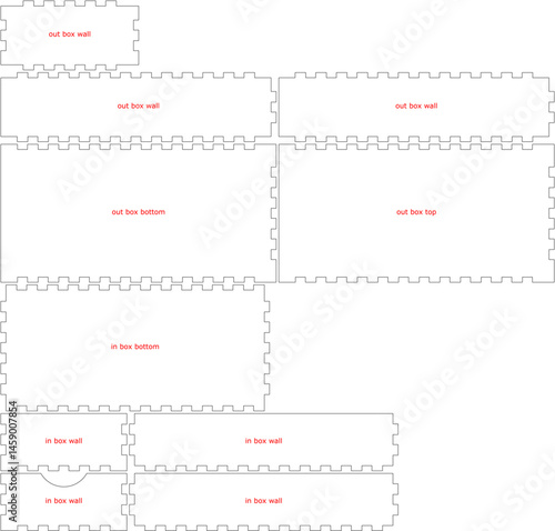 Cnc. laser cutting sliding drawer box . No glue. Vector illustration.
