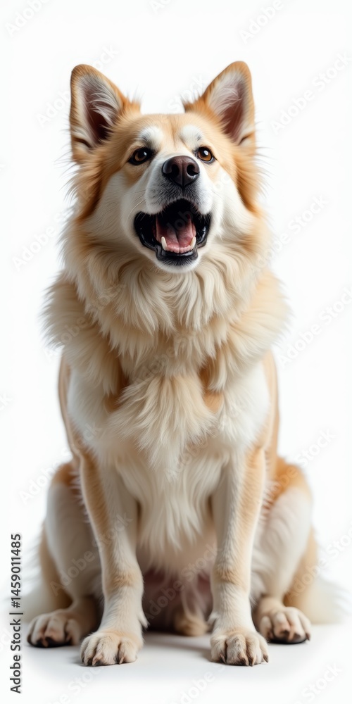 Happy dog sitting with mouth open Happy dog sitting with mouth open