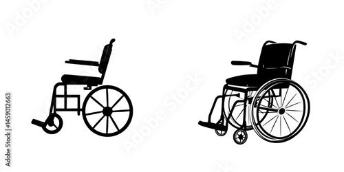 Flat black wheelchair icons representing mobility assistance options for individuals with disabilities