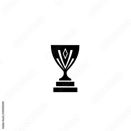 Flat black trophy icon representing achievement and excellence in competitions or awards