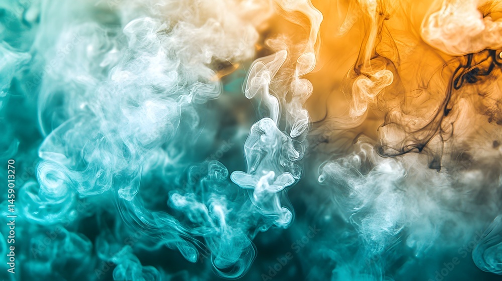 Abstract Smoke Symphony: A captivating display of fluid, ethereal smoke billows in hues of teal and amber, crafting an abstract symphony of color and form. Abstract Smoke Symphony: A captivating display of fluid, ethereal smoke billows in hues of teal and amber, crafting an abstract symphony of color and form.