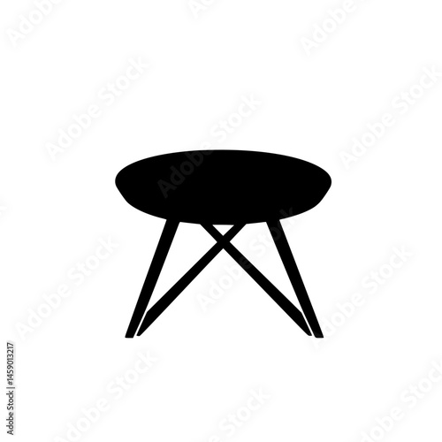 Stylish flat black icon representing a modern coffee table with a minimalist design