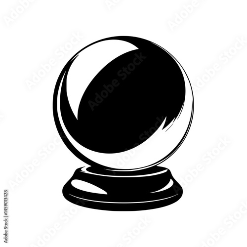 Black crystal ball icon featuring a sleek design perfect for mystical themes and divination concepts