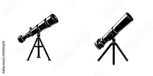 Telescope icon representing astronomy exploration and observation of celestial objects and events in a minimalist design
