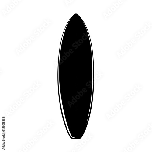 Minimalist black surfboard icon representing surfing culture and water sports