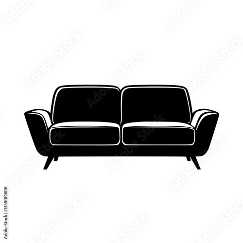 Modern flat black couch design with sleek lines and minimalist style for contemporary living spaces
