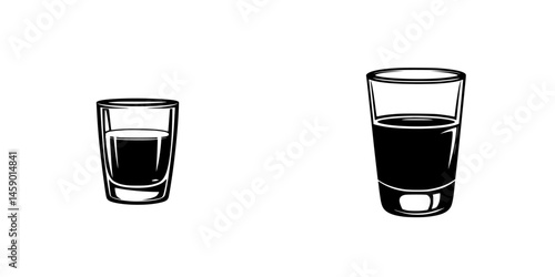 Illustration of two flat black drink icons representing different beverage sizes and types