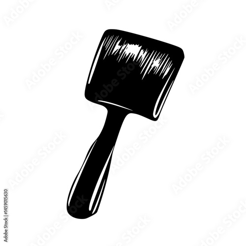 Black icon of a flat paint applicator with handle for artistic and construction use in design projects