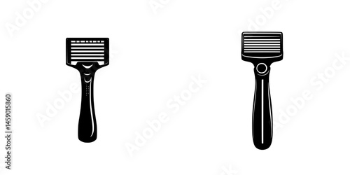 Stylized flat black icon of a kitchen utensil used for grating or slicing food items with a straight handle and multiple blade styles