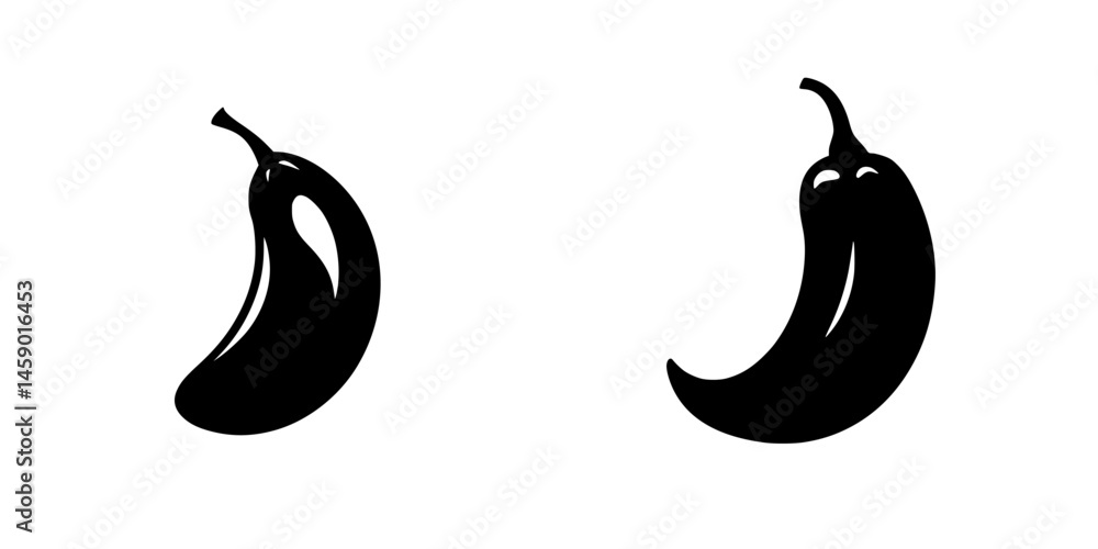 Obraz premium Black icon representation of two different types of peppers on a white background