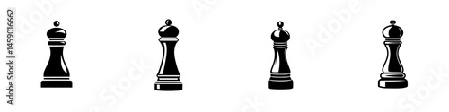 Iconic representation of black chess pieces showcasing a king and queen in simplistic flat design style