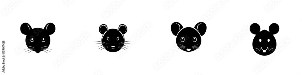 Obraz premium Cute black mouse icons designed for a playful and whimsical theme in graphics or illustrations suitable for various projects