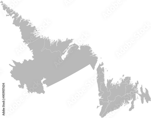 Newfoundland and Labrador, Canada – administrative vector map with census division boundaries (PPT-compatible & fully editable)