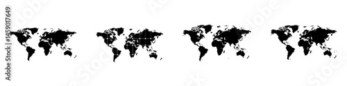 Wallpaper Mural Flat black map icons representing continents and countries for various design applications Torontodigital.ca