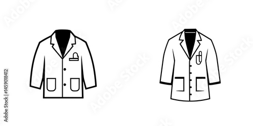 Medical lab coat icons showcasing different styles suitable for professionals in healthcare and scientific fields