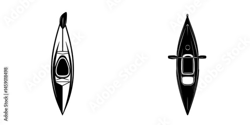 Kayak silhouettes on a white background showcasing different designs for water activities and outdoor adventures