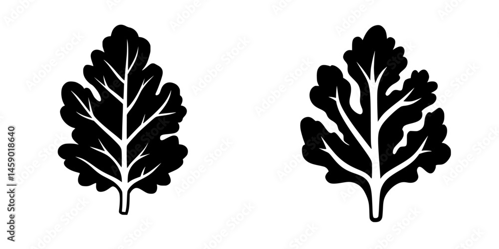 Obraz premium Flat black icon representing two types of leaves suitable for design and illustration projects