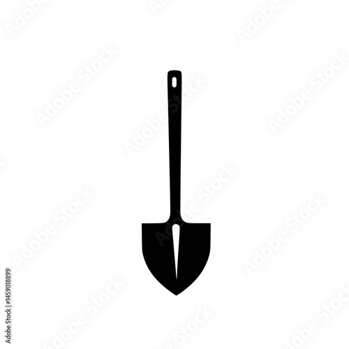 Black icon of a shovel designed for gardening and landscaping tasks displayed on a white background