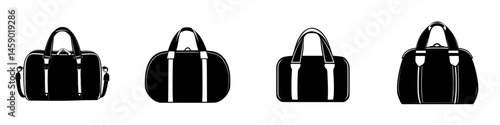 Stylish flat black icons of various bag designs showcasing modern and functional styles for everyday use