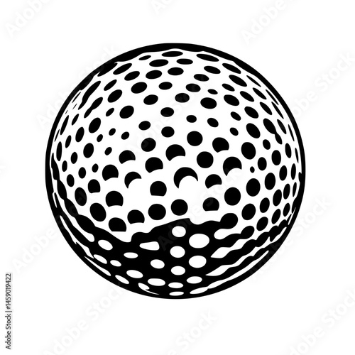 Black icon of a golf ball with dimples showcasing a sleek design suitable for various applications