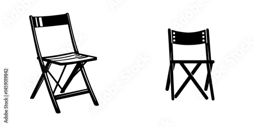 Stylish flat black icon of folding chairs suitable for modern design aesthetics and versatile usage in various settings