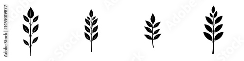 Stylized flat black leaf icons arranged in orderly fashion with clear contrast on a white background