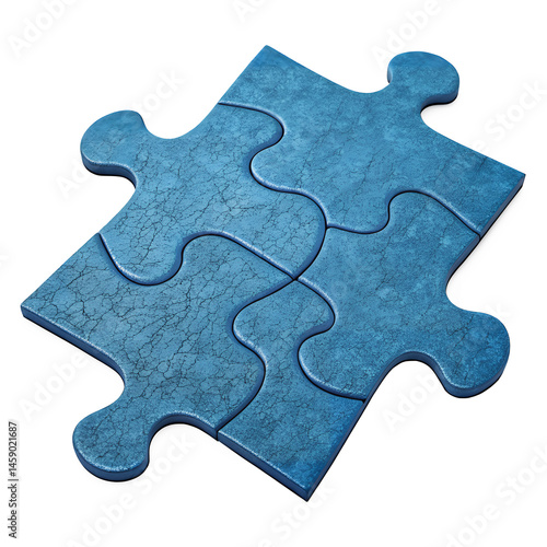 Jigsaw puzzle piece connection: Four interconnected puzzle pieces, artfully interlocked, symbolise the power of collaboration, unity, and the completion of a common goal.