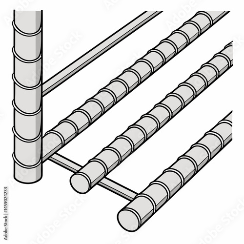 Reinforced steel bars showing structural support design  