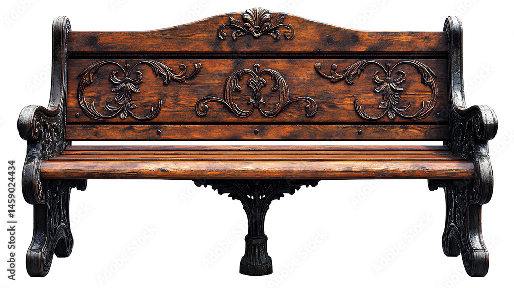 Fototapeta premium vintage wooden bench on transparent background png