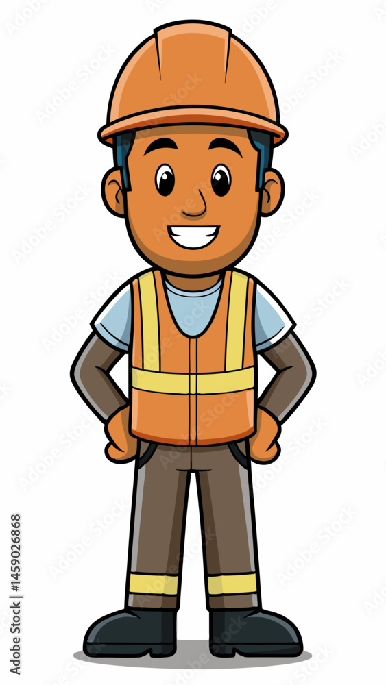 Smiling road worker in safety gear standing confidently Smiling road worker in safety gear standing confidently
