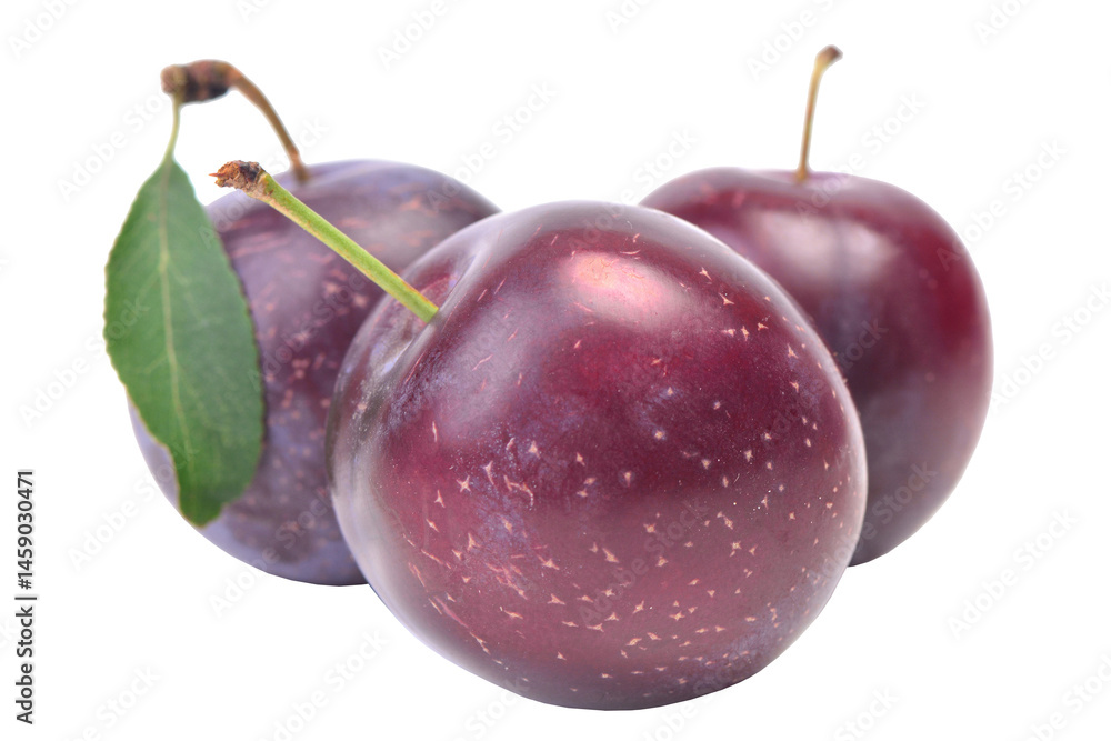Plums isolated on white background