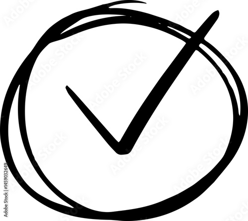 Hand Drawn Check Done Yes Mark circle frame checkmark