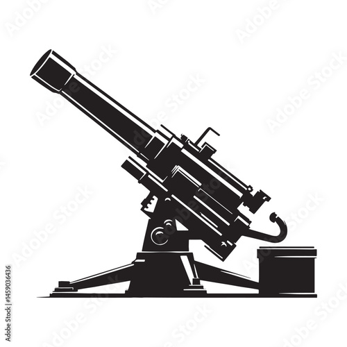 Combat Mortar silhouette, explosive precision from afar – Mortar illustration – Minimalist Mortar vector – Weapon silhouette

