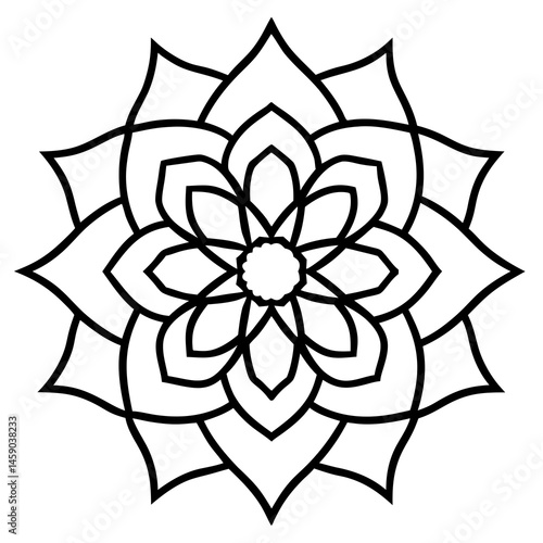 Geometric Mandala Line Drawing