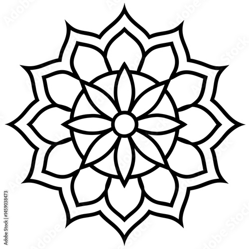 Geometric Mandala Line Drawing