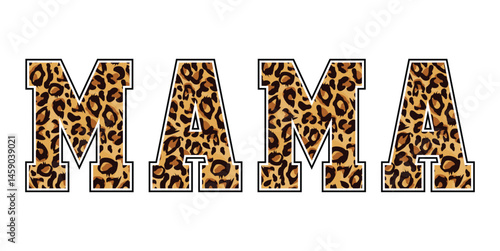 Bold MAMA Lettering with Leopard Print Pattern