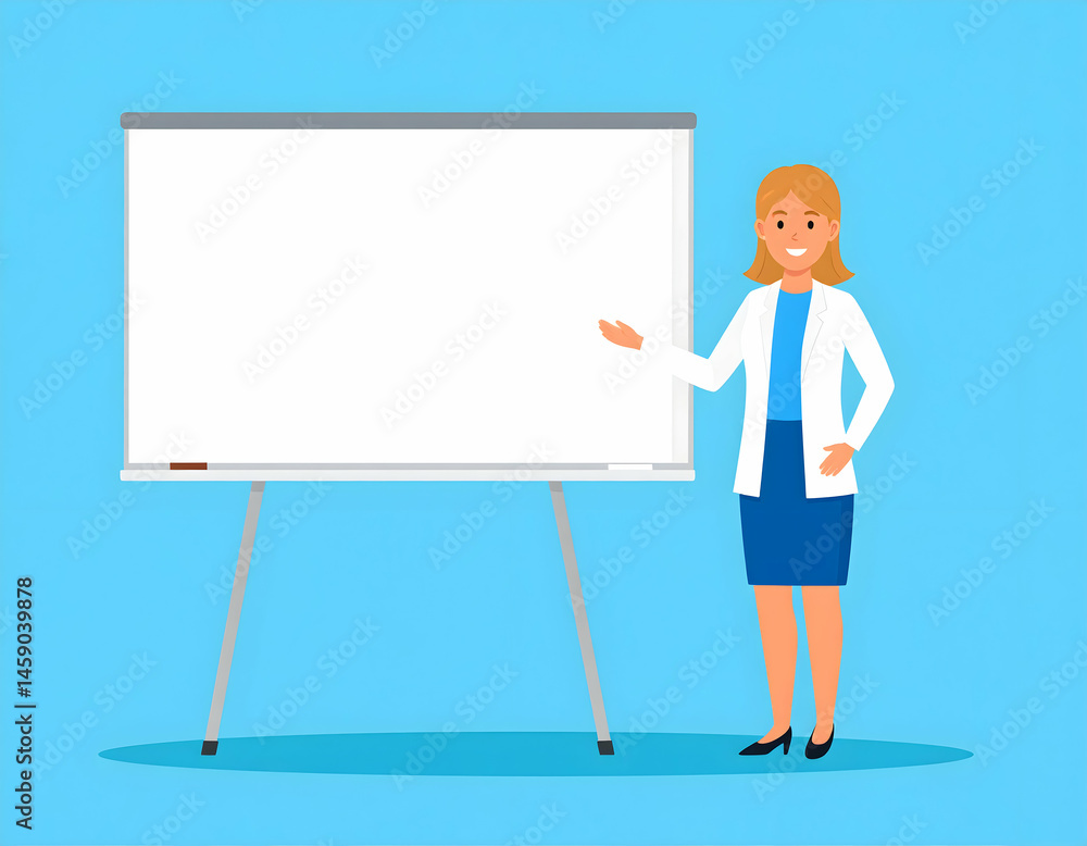 Woman Doctor Presenting at Whiteboard Woman Doctor Presenting at Whiteboard