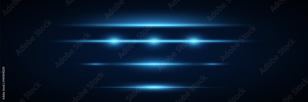 Set of blue neon light lines.Horizontal flash.Vector EPS 10. Set of blue neon light lines.Horizontal flash.Vector EPS 10.