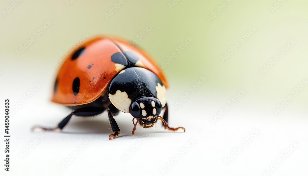 Fototapeta premium Close-up of a single ladybug on white background, close-up, photography